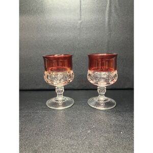 Tiffin Franciscan Kings Crown Ruby Flashed Juice Glasses, Set Of 2 VTG Glassware